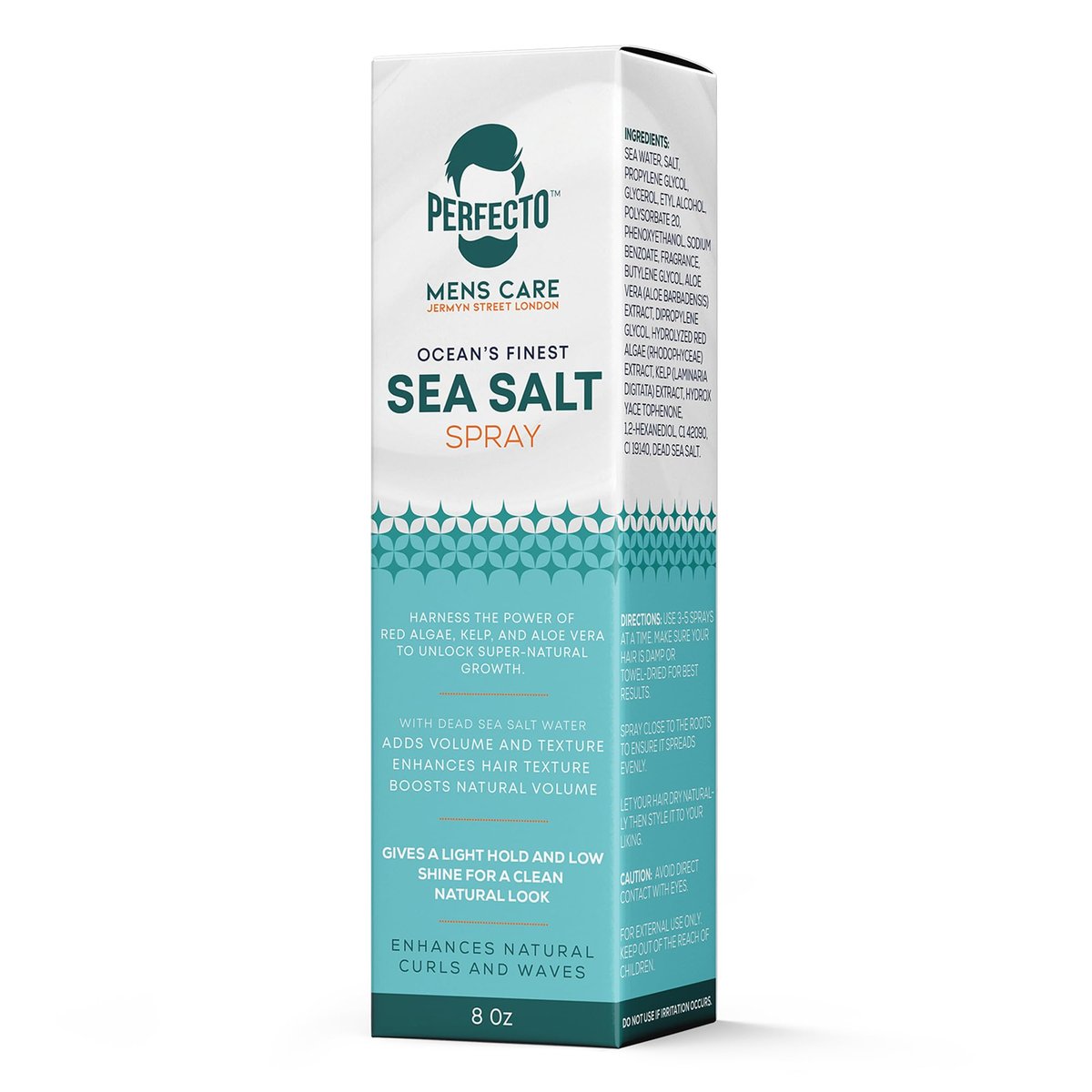 Perfecto Sea Salt Spray for Men – Hair Texturizing Spray with Kelp, Aloe Vera & Red Algae | Adds Volume, Texture & Beach Waves | Natural Light Hold | 8 fl oz Avelisse