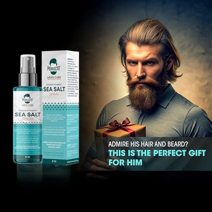 Perfecto Sea Salt Spray for Men – Hair Texturizing Spray with Kelp, Aloe Vera & Red Algae | Adds Volume, Texture & Beach Waves | Natural Light Hold | 8 fl oz Avelisse
