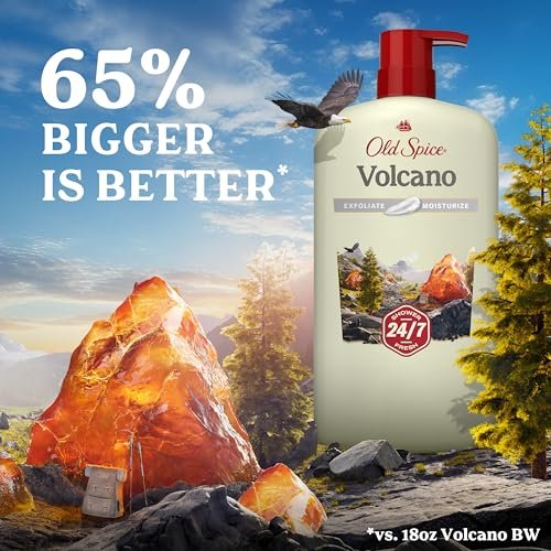 Old Spice 24/7 Shower Fresh Body Wash for Men – Volcano with Dark Cedar + Amber Scent, 30 oz Avelisse