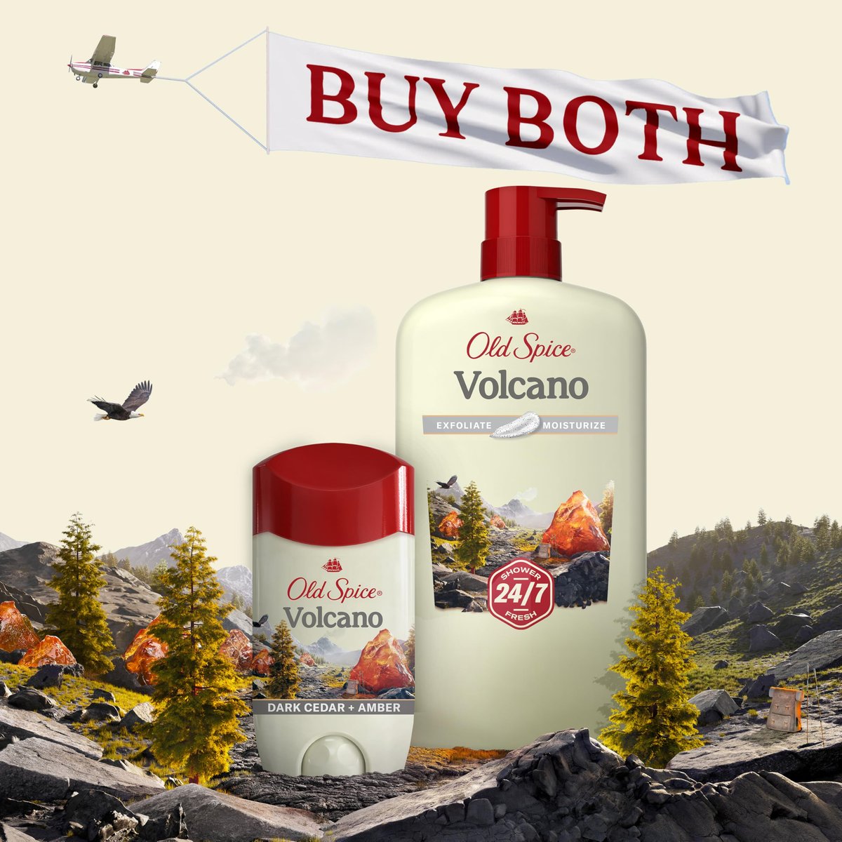 Old Spice 24/7 Shower Fresh Body Wash for Men – Volcano with Dark Cedar + Amber Scent, 30 oz Avelisse