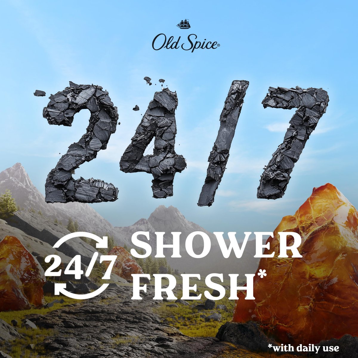 Old Spice 24/7 Shower Fresh Body Wash for Men – Volcano with Dark Cedar + Amber Scent, 30 oz Avelisse