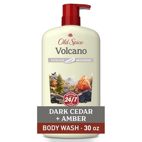 Old Spice 24/7 Shower Fresh Body Wash for Men – Volcano with Dark Cedar + Amber Scent, 30 oz Avelisse