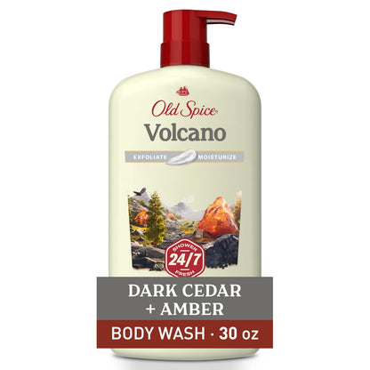 Old Spice 24/7 Shower Fresh Body Wash for Men – Volcano with Dark Cedar + Amber Scent, 30 oz Avelisse