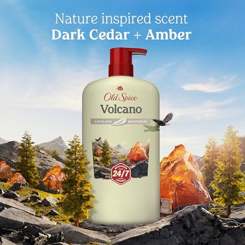 Old Spice 24/7 Shower Fresh Body Wash for Men – Volcano with Dark Cedar + Amber Scent, 30 oz Avelisse