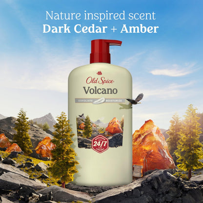 Old Spice 24/7 Shower Fresh Body Wash for Men – Volcano with Dark Cedar + Amber Scent, 30 oz Avelisse