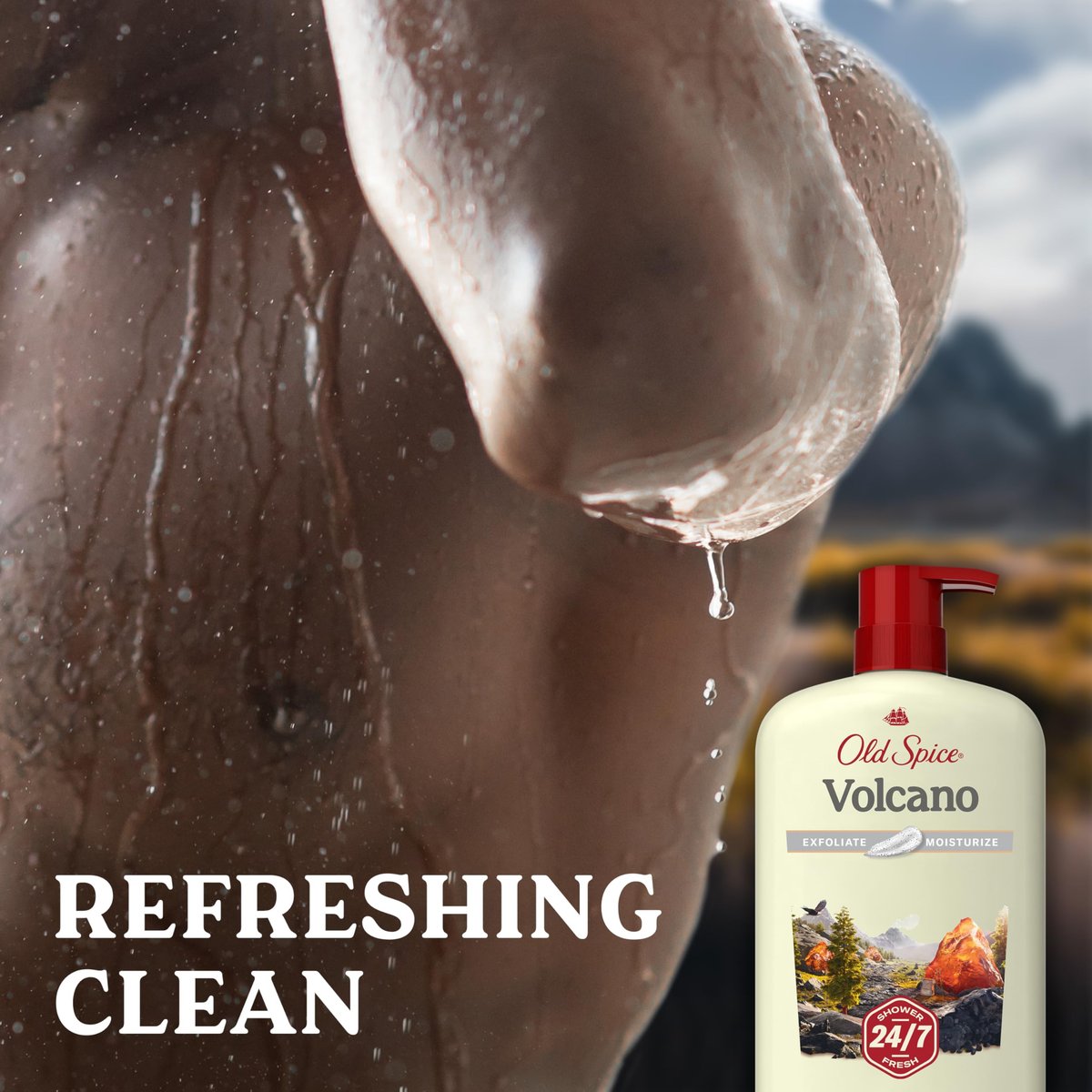 Old Spice 24/7 Shower Fresh Body Wash for Men – Volcano with Dark Cedar + Amber Scent, 30 oz Avelisse
