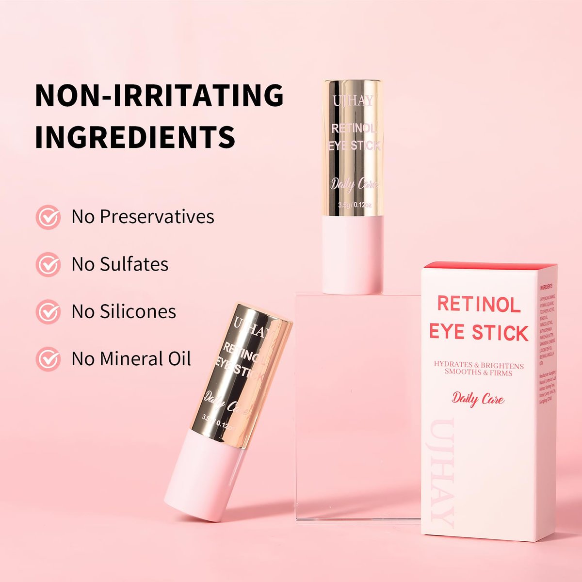 UJhay Retinol Eye Stick with Caffeine & Vitamin C – Anti-Aging Eye Balm for Dark Circles, Puffiness & Wrinkles - görsel 7