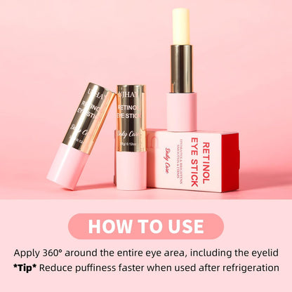 UJhay Retinol Eye Stick with Caffeine & Vitamin C – Anti-Aging Eye Balm for Dark Circles, Puffiness & Wrinkles