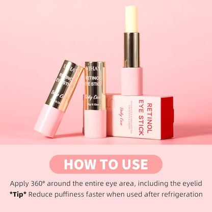 UJhay Retinol Eye Stick with Caffeine & Vitamin C – Anti-Aging Eye Balm for Dark Circles, Puffiness & Wrinkles