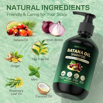 Batana Oil Shampoo for Hair Growth, Strengthening & Thickening – Sulfate Free with Rosemary, Tea Tree & Mint – for Women & Men with Thinning Hair – 10.15 fl oz Avelisse