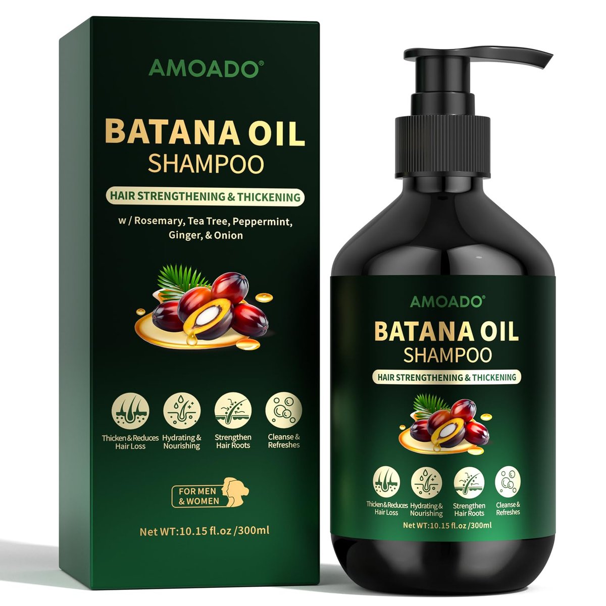 Batana Oil Shampoo for Hair Growth, Strengthening & Thickening – Sulfate Free with Rosemary, Tea Tree & Mint – for Women & Men with Thinning Hair – 10.15 fl oz Avelisse