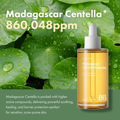 TOSOWOONG Madagascar Centella 86% Ampoule – Soothing & Calming Facial Serum for All Skin Types (100ml / 3.38 fl.oz.)
