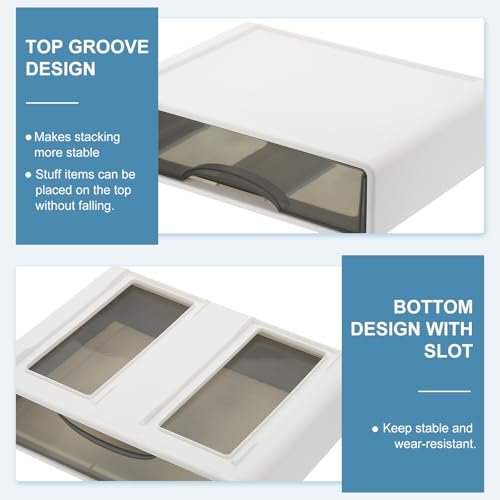 PATIKIL Small Stackable Storage Drawers – 3-Pack White Mini Desk Organizer for Pens, Makeup, and Bathroom Essentials - görsel 8