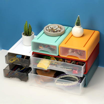 PATIKIL Small Stackable Storage Drawers – 3-Pack White Mini Desk Organizer for Pens, Makeup, and Bathroom Essentials
