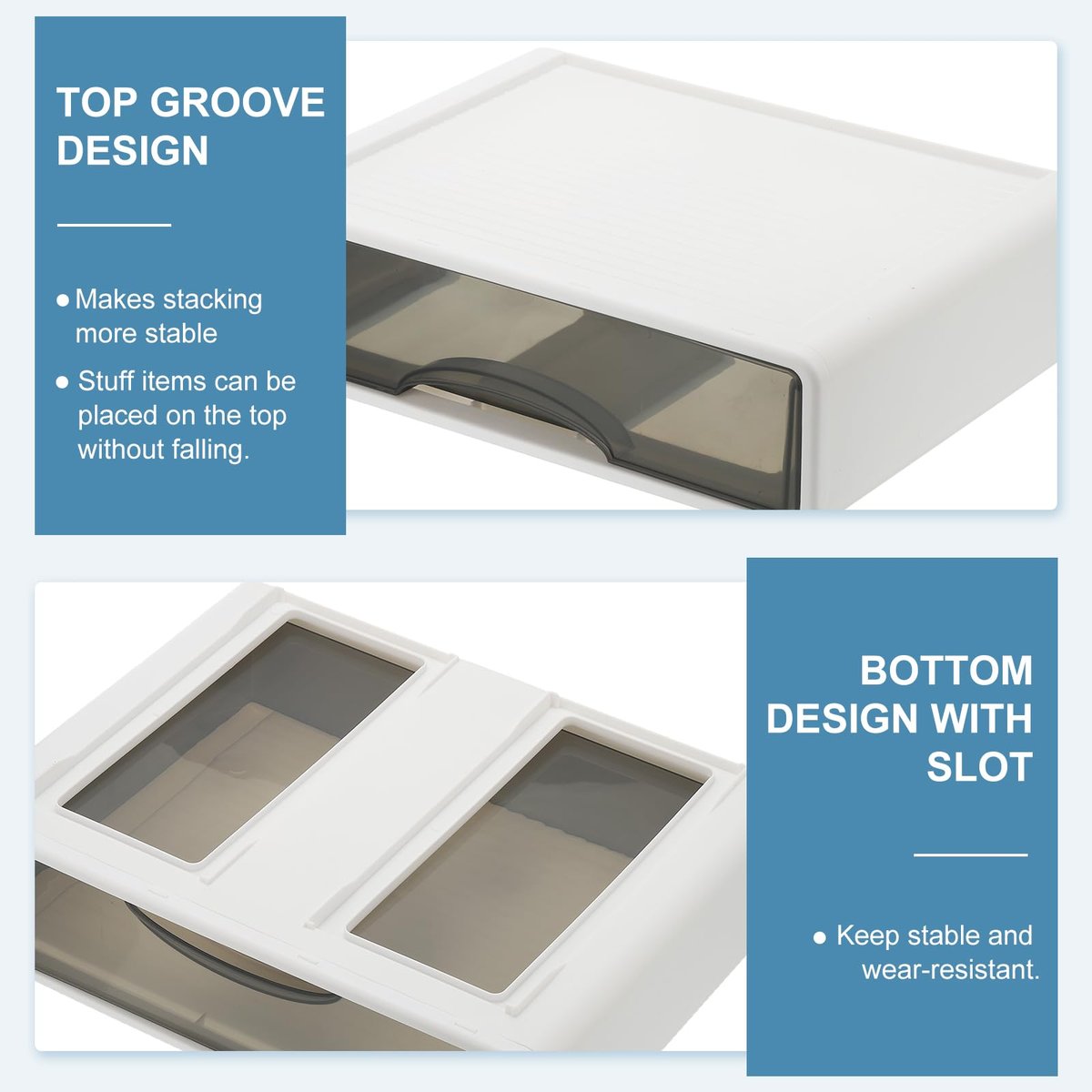 PATIKIL Small Stackable Storage Drawers – 3-Pack White Mini Desk Organizer for Pens, Makeup, and Bathroom Essentials - görsel 7