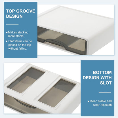PATIKIL Small Stackable Storage Drawers – 3-Pack White Mini Desk Organizer for Pens, Makeup, and Bathroom Essentials
