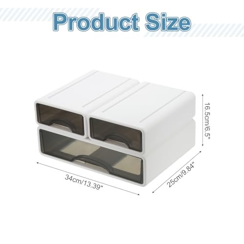 PATIKIL Small Stackable Storage Drawers – 3-Pack White Mini Desk Organizer for Pens, Makeup, and Bathroom Essentials - görsel 4