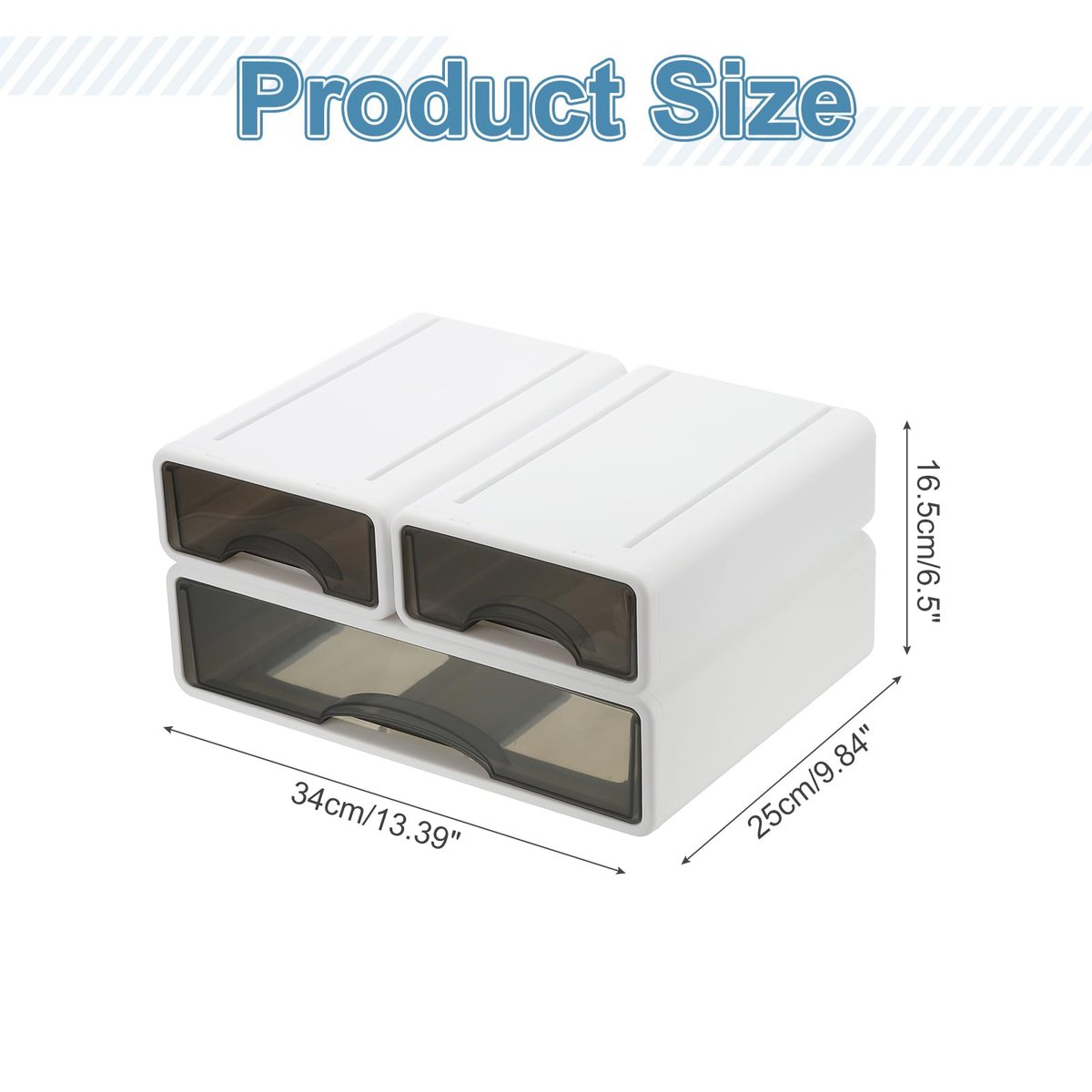PATIKIL Small Stackable Storage Drawers – 3-Pack White Mini Desk Organizer for Pens, Makeup, and Bathroom Essentials - görsel 3