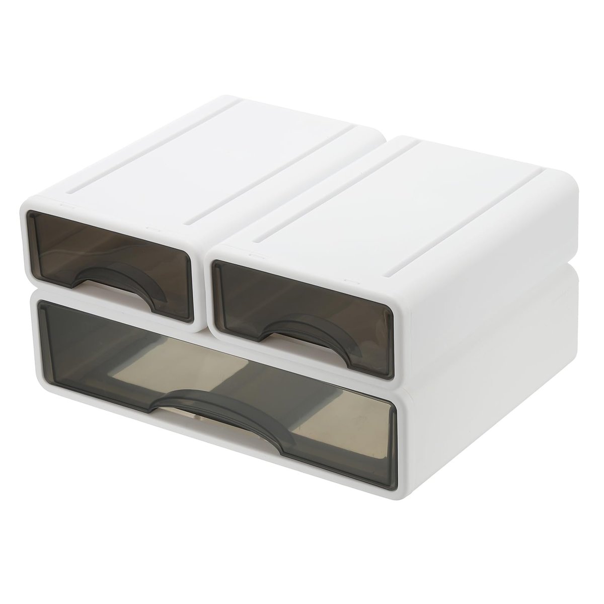 PATIKIL Small Stackable Storage Drawers – 3-Pack White Mini Desk Organizer for Pens, Makeup, and Bathroom Essentials - görsel 1