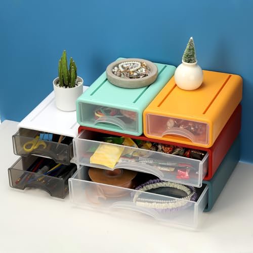 PATIKIL Small Stackable Storage Drawers – 3-Pack White Mini Desk Organizer for Pens, Makeup, and Bathroom Essentials - görsel 10