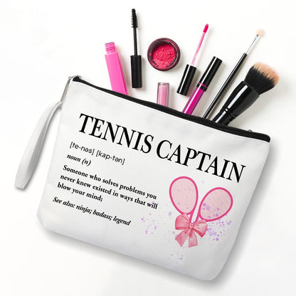 Xipromi Tennis Captain Definition Makeup Bag – Funny Cosmetic Bag for Tennis Lovers, Gifts for Women, Team Gifts