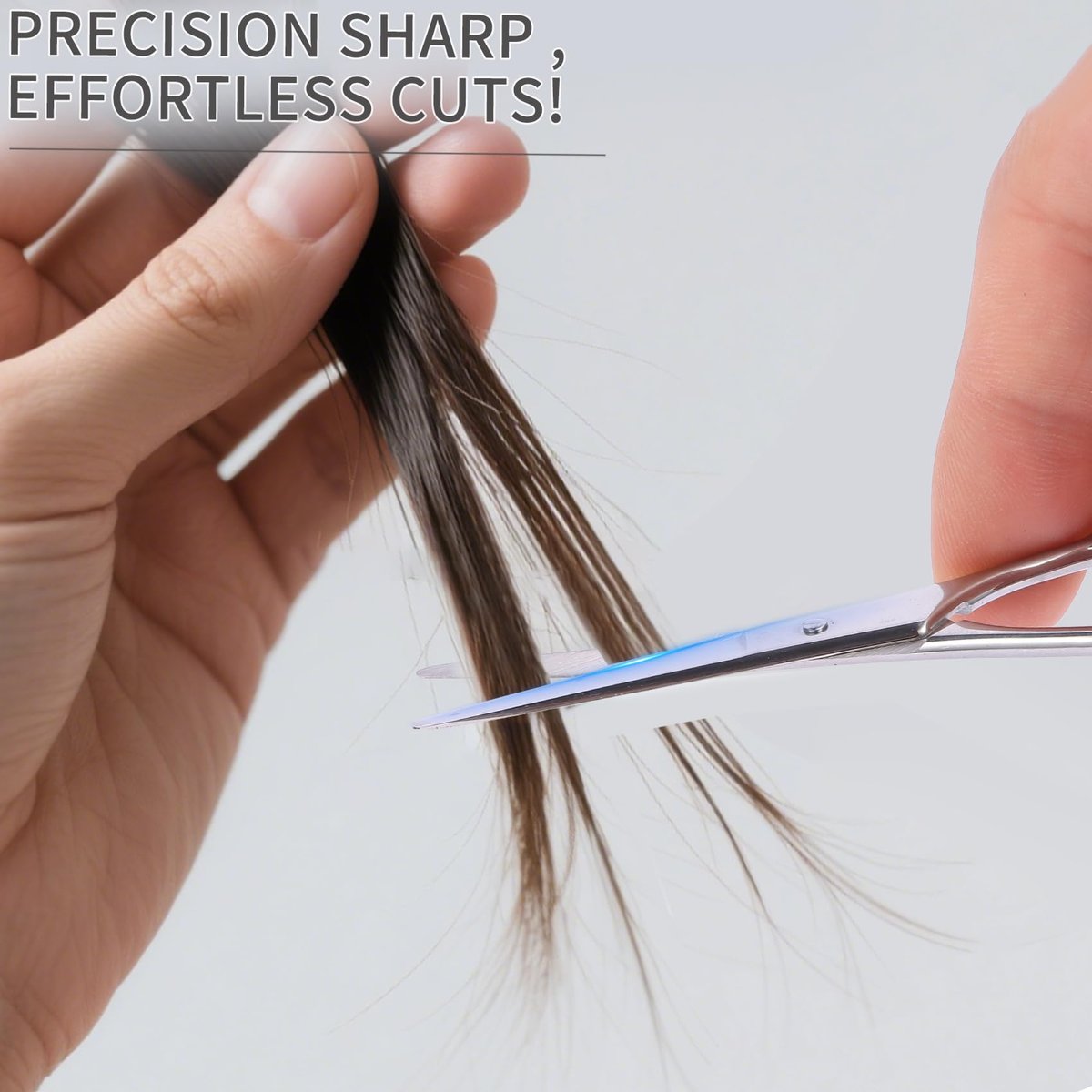 2PCS Small Grooming Scissors for Men and Women, Facial Hair Trimming Scissors with Straight & Rounded Safety Tips for Eyebrows, Nose Hair, Beard, Mustache, Eyelashes, and Ear Hair - Silver & Black - görsel 7