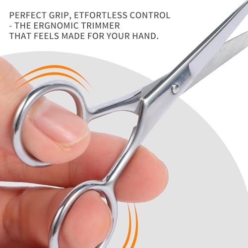2PCS Small Grooming Scissors for Men and Women, Facial Hair Trimming Scissors with Straight & Rounded Safety Tips for Eyebrows, Nose Hair, Beard, Mustache, Eyelashes, and Ear Hair - Silver & Black - görsel 6