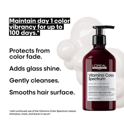 L'Oréal Professionnel Paris Vitamino Color Spectrum Deep Conditioner - Maintains Day 1 Vibrancy, Ultra High Glass Shine, Rich Vibrant Colors, Strengthens & Smoothens Hair, Color Toning, 16.9 Fl Oz Avelisse