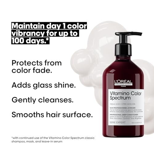 L'Oréal Professionnel Paris Vitamino Color Spectrum Deep Conditioner - Maintains Day 1 Vibrancy, Ultra High Glass Shine, Rich Vibrant Colors, Strengthens & Smoothens Hair, Color Toning, 16.9 Fl Oz Avelisse