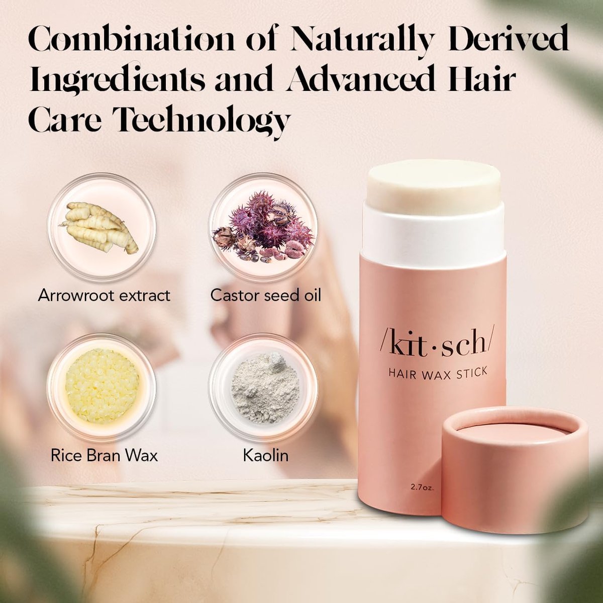 Kitsch Hair Wax Stick - Anti-Frizz & Fly Away Hair Tamer, No Residue Finishing Stick for Women & Men, All Day Hold Styling Product (2.7 oz) - görsel 13