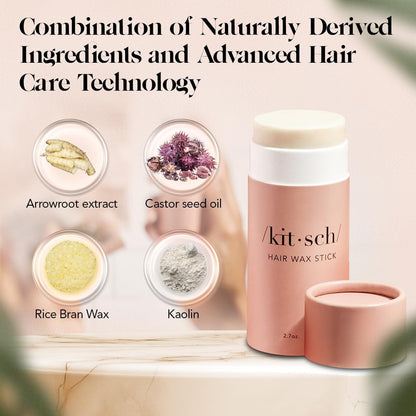 Kitsch Hair Wax Stick - Anti-Frizz & Fly Away Hair Tamer, No Residue Finishing Stick for Women & Men, All Day Hold Styling Product (2.7 oz)