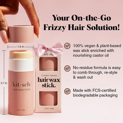 Kitsch Hair Wax Stick - Anti-Frizz & Fly Away Hair Tamer, No Residue Finishing Stick for Women & Men, All Day Hold Styling Product (2.7 oz)