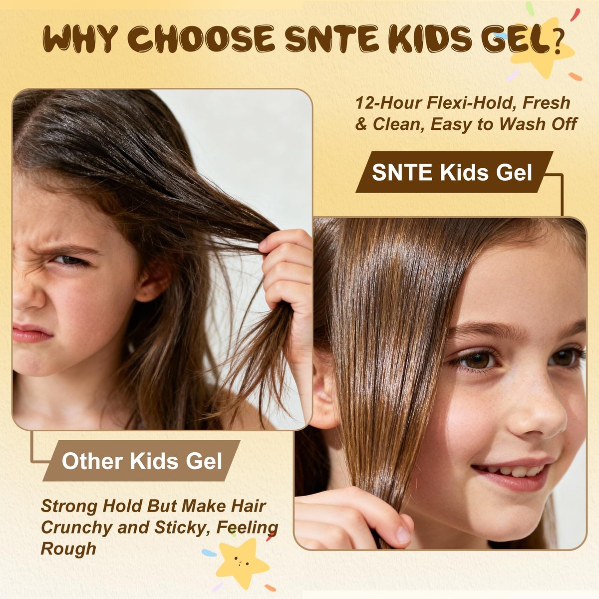 Samnyte Hair Gel for Kids - Fly Away Hair Tamer, Styling Gel with Vitamin E, Flexible Hold for Boys & Girls, 3.4 Fl Oz - görsel 11