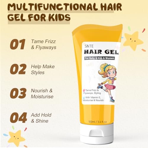 Samnyte Hair Gel for Kids - Fly Away Hair Tamer, Styling Gel with Vitamin E, Flexible Hold for Boys & Girls, 3.4 Fl Oz - görsel 14
