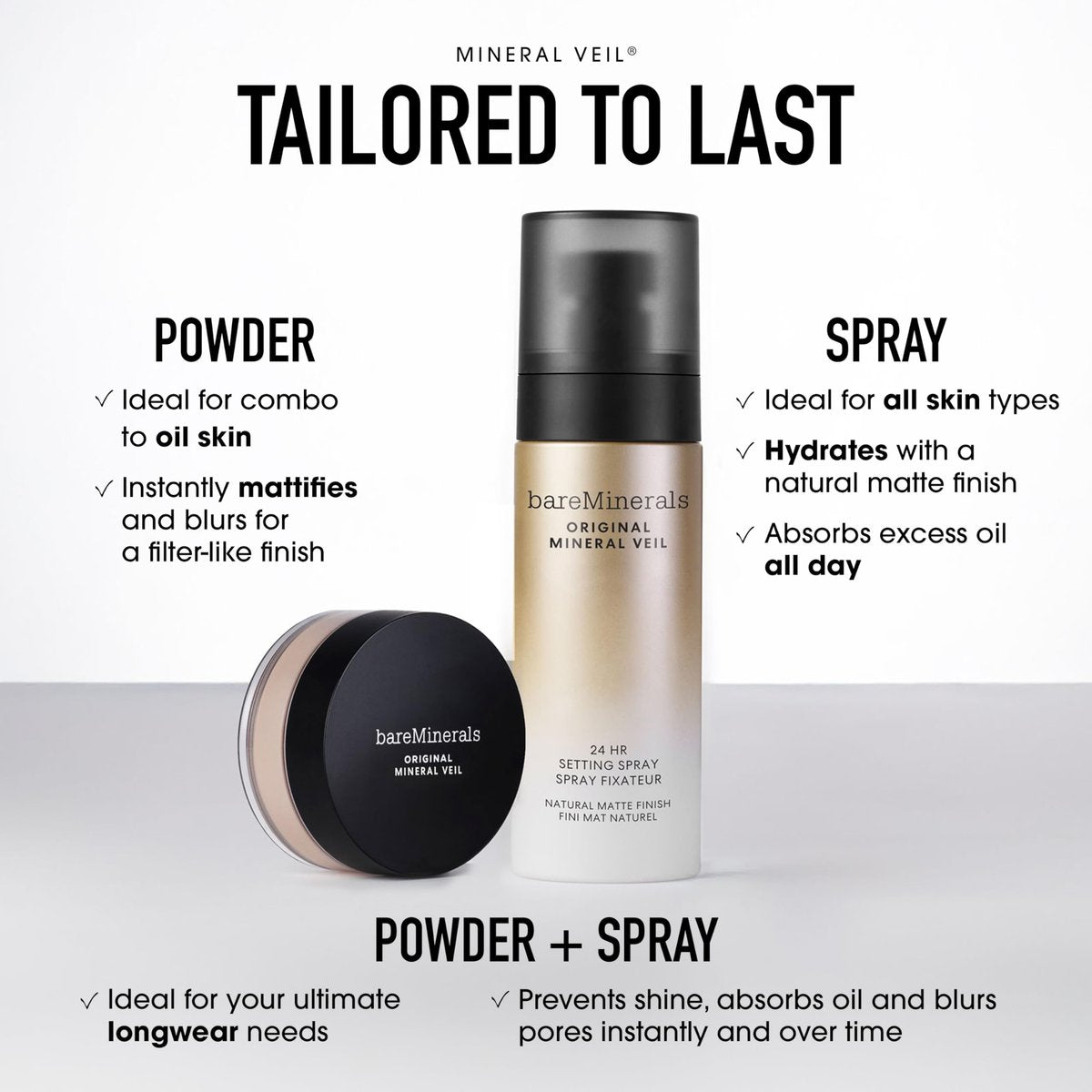 bareMinerals Original Mineral Veil Natural Matte Setting Spray, 24HR Makeup Lock & Oil Control, Alcohol-Free, Sweat & Transfer-Proof, Ultra-Fine Mist for Smooth, Matte Finish - görsel 13