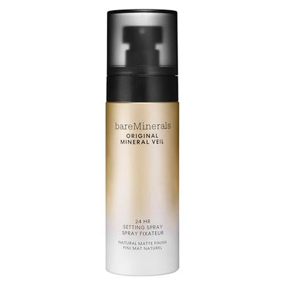bareMinerals Original Mineral Veil Natural Matte Setting Spray, 24HR Makeup Lock & Oil Control, Alcohol-Free, Sweat & Transfer-Proof, Ultra-Fine Mist for Smooth, Matte Finish