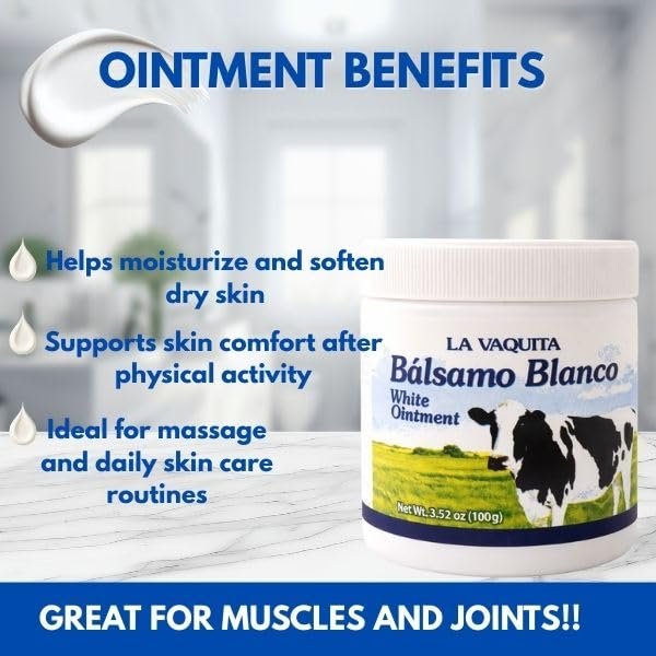 Cosmetic Ointment & La Vaquita Bálsamo Blanco (3.52 oz Each) for Sweating, Fat Burning, Joint Relief, and Muscle Recovery Avelisse