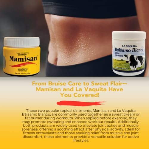Cosmetic Ointment & La Vaquita Bálsamo Blanco (3.52 oz Each) for Sweating, Fat Burning, Joint Relief, and Muscle Recovery Avelisse