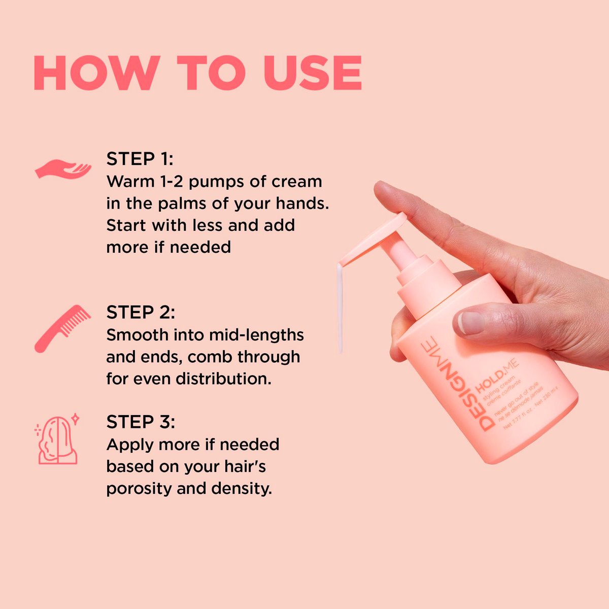 Design.Me HOLD.ME Styling Cream - Hair Smoothing Cream for Blowouts & Sleek Looks, Hydrating, Tames Frizz & Flyaways, Adds Shine & Soft Hold for All Hair Types Avelisse