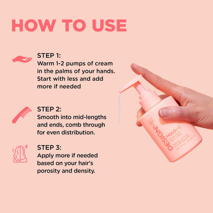 Design.Me HOLD.ME Styling Cream - Hair Smoothing Cream for Blowouts & Sleek Looks, Hydrating, Tames Frizz & Flyaways, Adds Shine & Soft Hold for All Hair Types Avelisse