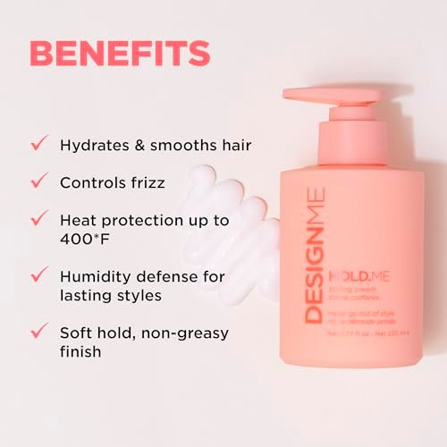 Design.Me HOLD.ME Styling Cream - Hair Smoothing Cream for Blowouts & Sleek Looks, Hydrating, Tames Frizz & Flyaways, Adds Shine & Soft Hold for All Hair Types Avelisse