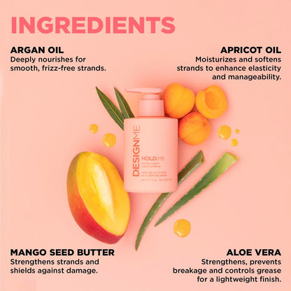 Design.Me HOLD.ME Styling Cream - Hair Smoothing Cream for Blowouts & Sleek Looks, Hydrating, Tames Frizz & Flyaways, Adds Shine & Soft Hold for All Hair Types Avelisse