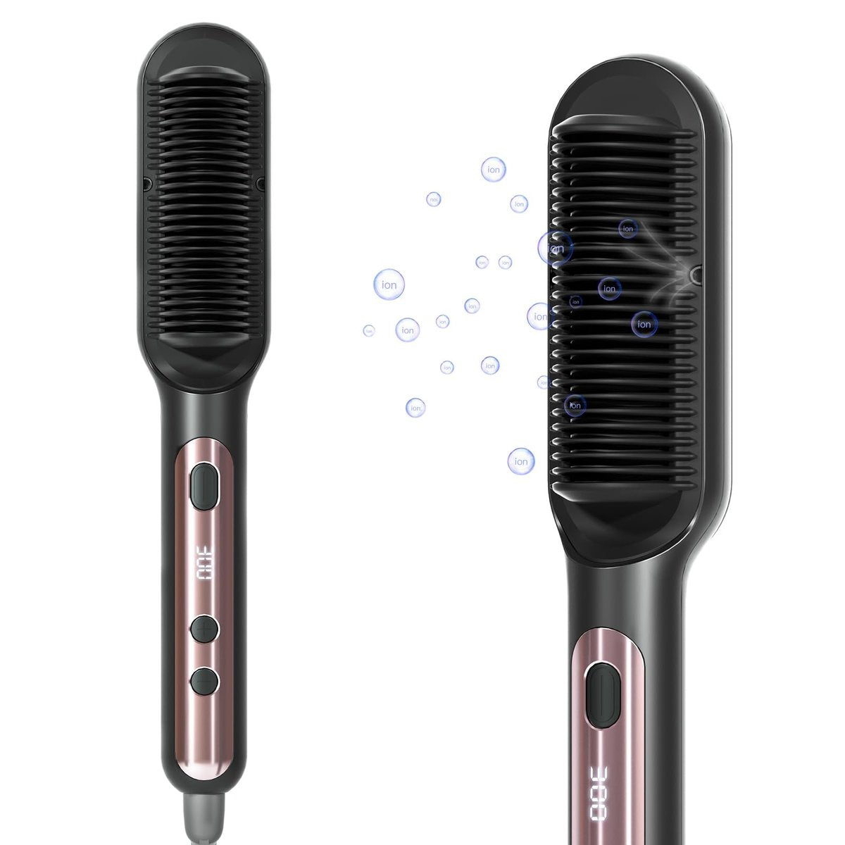 Faytion Hair Straightener Brush with 9 Temperatures - Negative Ionic Straightening Brush for Hair Care, Ceramic Straightener Comb with Anti-Scald Design, 30s Fast Heating & Auto-Off, Dual Voltage (Rose Gold) - görsel 1