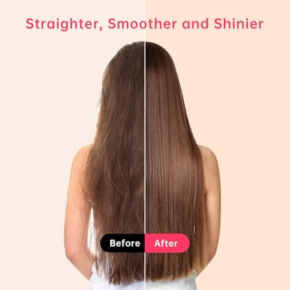 Faytion Hair Straightener Brush with 9 Temperatures - Negative Ionic Straightening Brush for Hair Care, Ceramic Straightener Comb with Anti-Scald Design, 30s Fast Heating & Auto-Off, Dual Voltage (Rose Gold)