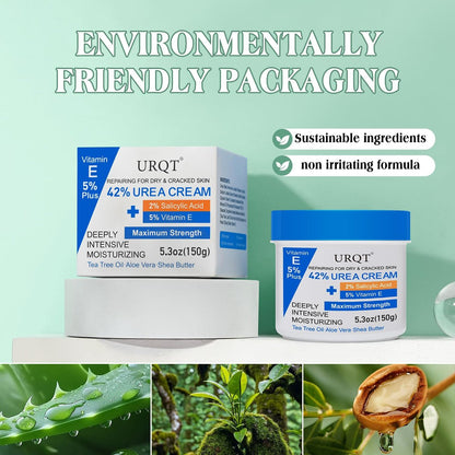 42% Urea Cream for Dry & Cracked Skin - Maximum Strength Foot & Hand Cream with 2% Salicylic Acid, 5% Vitamin E, Tea Tree Oil, Aloe Vera, Shea Butter - Moisturizer & Skin Repair Cream for Feet