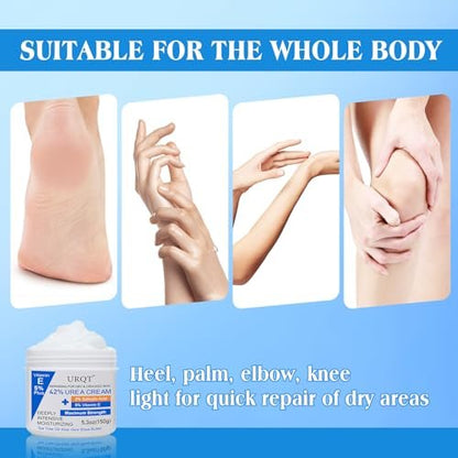 42% Urea Cream for Dry & Cracked Skin - Maximum Strength Foot & Hand Cream with 2% Salicylic Acid, 5% Vitamin E, Tea Tree Oil, Aloe Vera, Shea Butter - Moisturizer & Skin Repair Cream for Feet