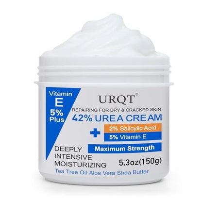 42% Urea Cream for Dry & Cracked Skin - Maximum Strength Foot & Hand Cream with 2% Salicylic Acid, 5% Vitamin E, Tea Tree Oil, Aloe Vera, Shea Butter - Moisturizer & Skin Repair Cream for Feet
