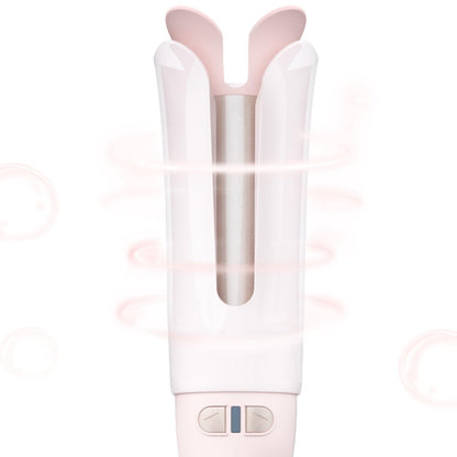 VAV Rotating Hair Curler & Automatic Curling Iron - 1.25-Inch Barrel for Medium/Long Hair, Tangle-Free, Speedy Curls, 392°F, Easy to Use for Beginners (Pink)