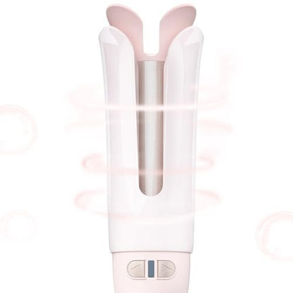 VAV Rotating Hair Curler & Automatic Curling Iron - 1.25-Inch Barrel for Medium/Long Hair, Tangle-Free, Speedy Curls, 392°F, Easy to Use for Beginners (Pink)