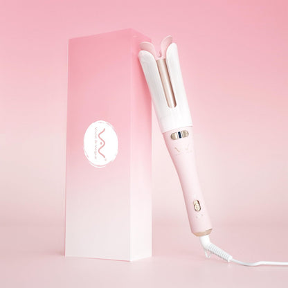 VAV Rotating Hair Curler & Automatic Curling Iron - 1.25-Inch Barrel for Medium/Long Hair, Tangle-Free, Speedy Curls, 392°F, Easy to Use for Beginners (Pink)